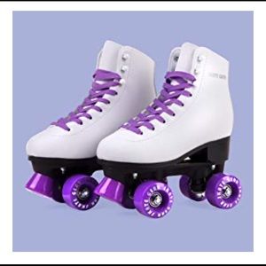 NEW roller skates, white and purple, Size 8
